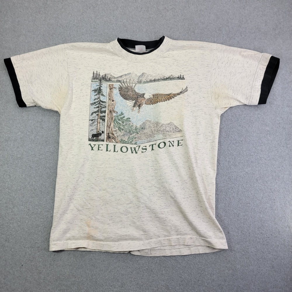 Vintage Y2K Yellowstone National Park Prairie Mountain T-Shirt L Eagle glore usa